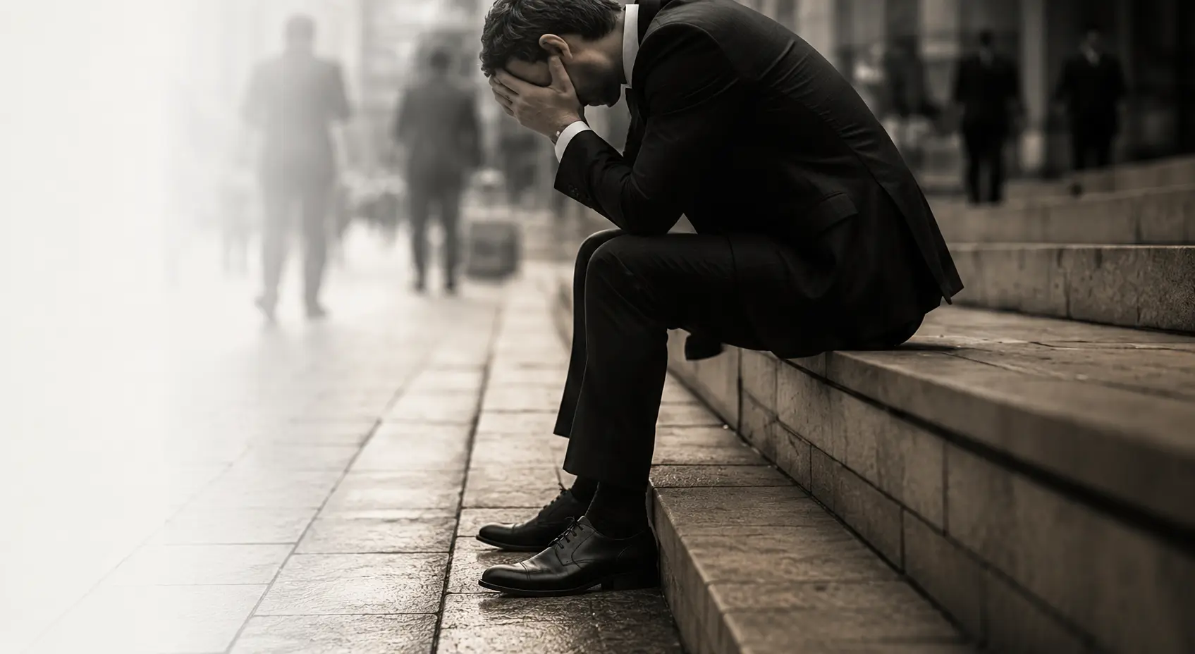 Salesperson sitting and reflecting